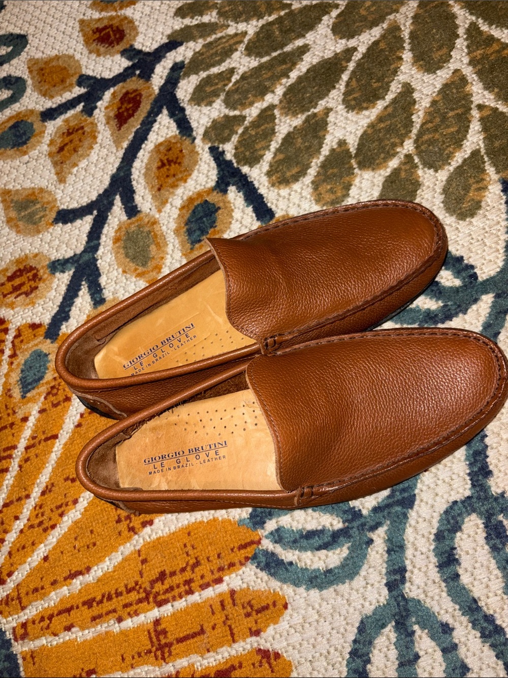 Giorgio Brutini Chestnut Brown Pebbled Leather Slip-On Loafers - Picture 2 of 4